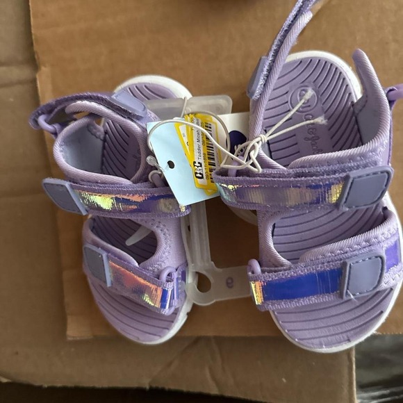 Shoes - Cat & Jack Girls Lilac Purple Iridescent Velcro Sandals Toddler Size 6